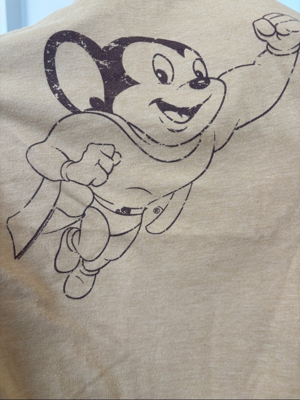 Junk Food Clothing Tan Tee with Brown Trim and Mighty Mouse Graphic size L - Picture 5 of 7